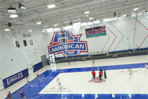 Custom Wallcovering Super Graphic in American University Basketball Stadium