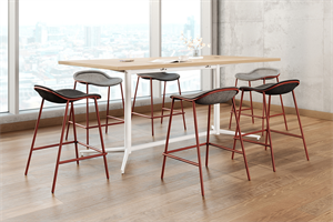 Vaux counter-height table with Vale counter stools