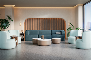 Featuring Conversa Sofa, Atmos Pillows, Dotti Lounge Chairs and Tables, and Tumble Occasional Tables