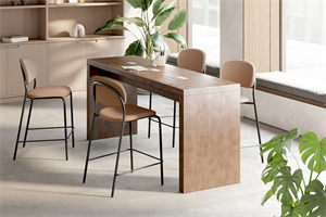 Loci collaborative table with Tioga barstools