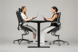 2 Professionals Sitting working in Levitask Vision Chairs