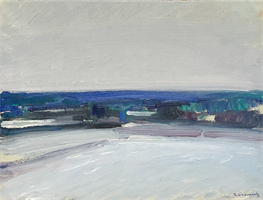 Bertil Lindecrantz (Swed. 1926-1997)
Untitled (Landscape)
Oil on canvas, ca. 1960s
16 1/4” x 21 3/4” (Framed:  17 1/4” x 22 3/4”)
Signed B. Lindecrantz, lower right