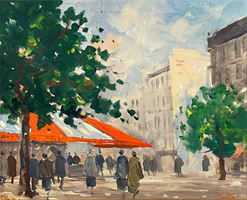 Hans Bendix (Dan. 1898-1984)
Untitled (Paris Café)
Oil on canvas, ca. 1950s
15 1/4” x 18 1/4”  (Framed: 19 1/2” x 22 1/2”)
