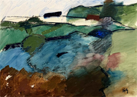 Kjell Bertil Högström (Swed. 1930-2012)
Autumn Field
Oil on canvas, 
28 1/4” x 39 1/2”  (Framed: 30” x 41 1/4”)
Signed Högström, lower right